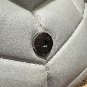 YSL Loulou Puffer Quilted Bag White Silver Lambskin 338859