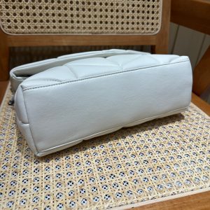 YSL Loulou Puffer Quilted Bag White Silver Lambskin 338859