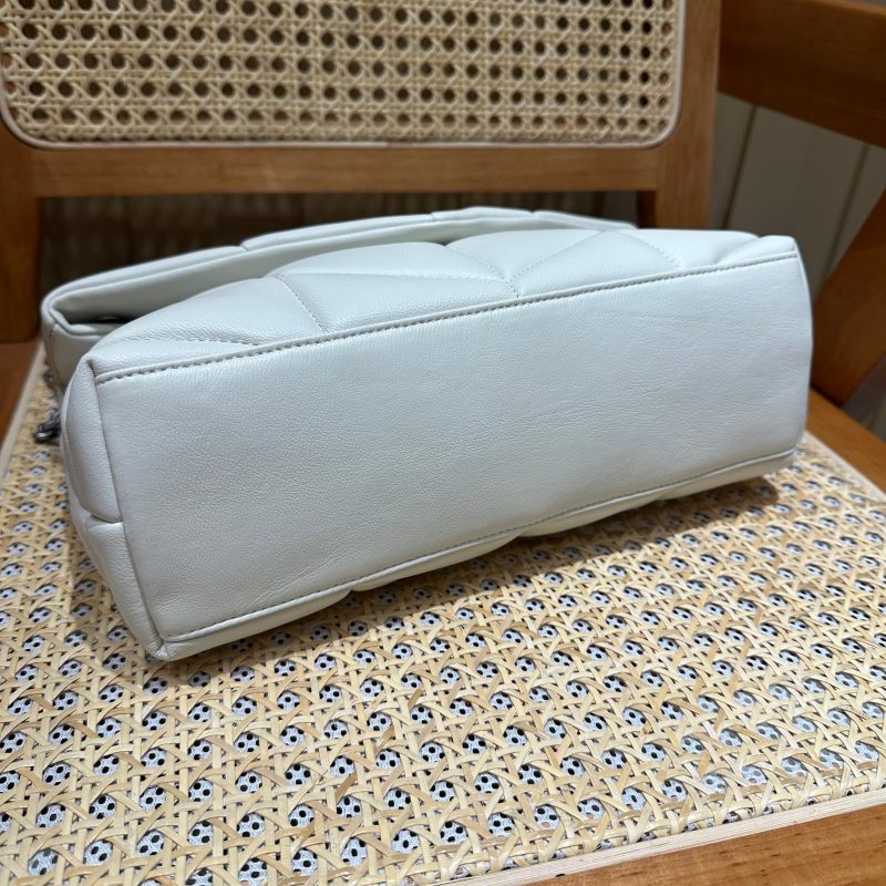 YSL Loulou Puffer Quilted Bag White Silver Lambskin 338859