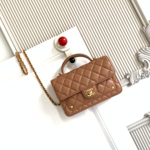 CC Handle Bag 19cm Double C Camel Lambskin Gold Hardware