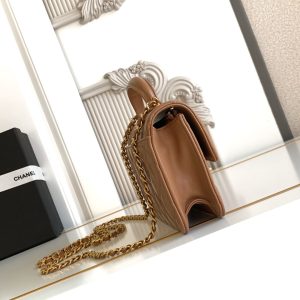 CC Handle Bag 19cm Double C Camel Lambskin Gold Hardware