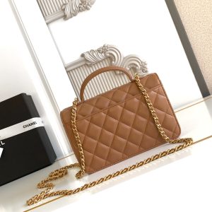 CC Handle Bag 19cm Double C Camel Lambskin Gold Hardware