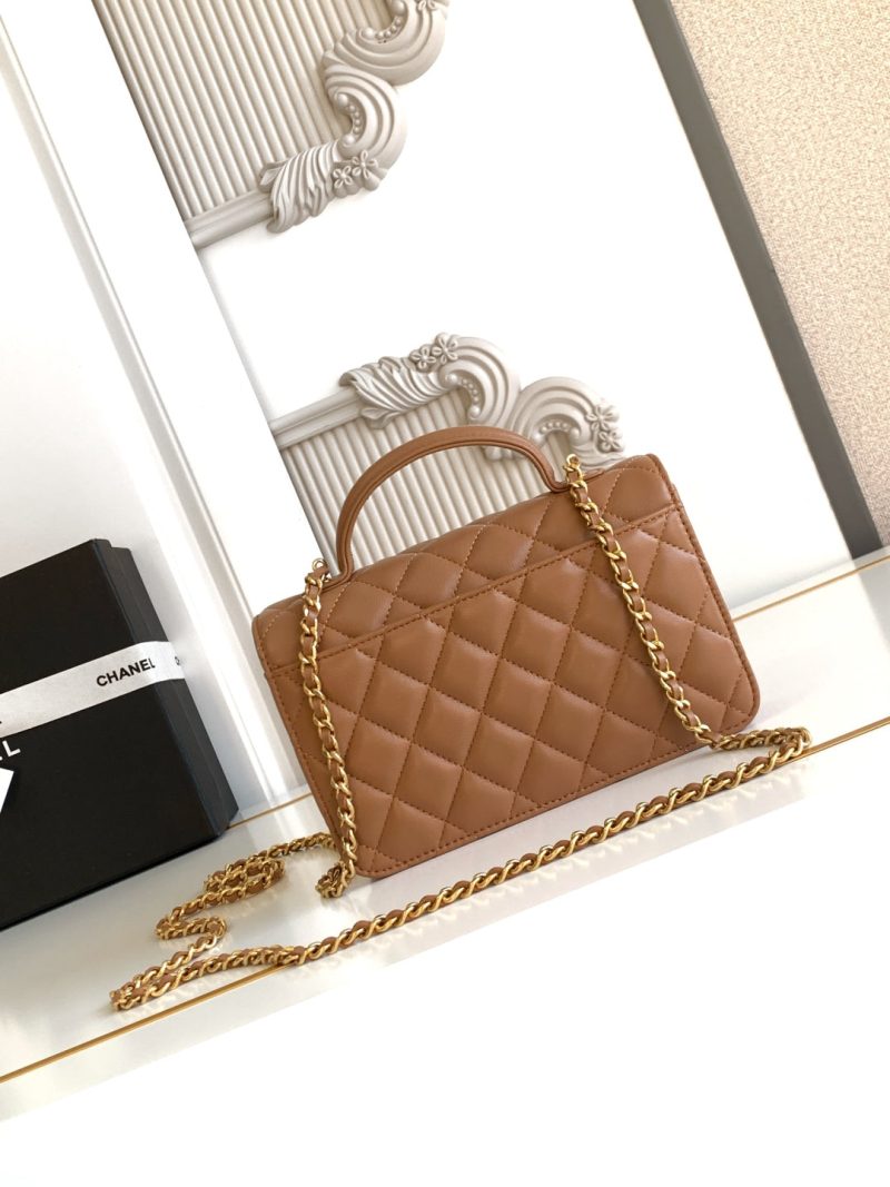 CC Handle Bag 19cm Double C Camel Lambskin Gold Hardware