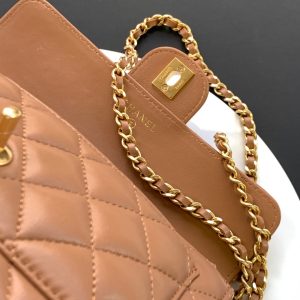 CC Handle Bag 19cm Double C Camel Lambskin Gold Hardware