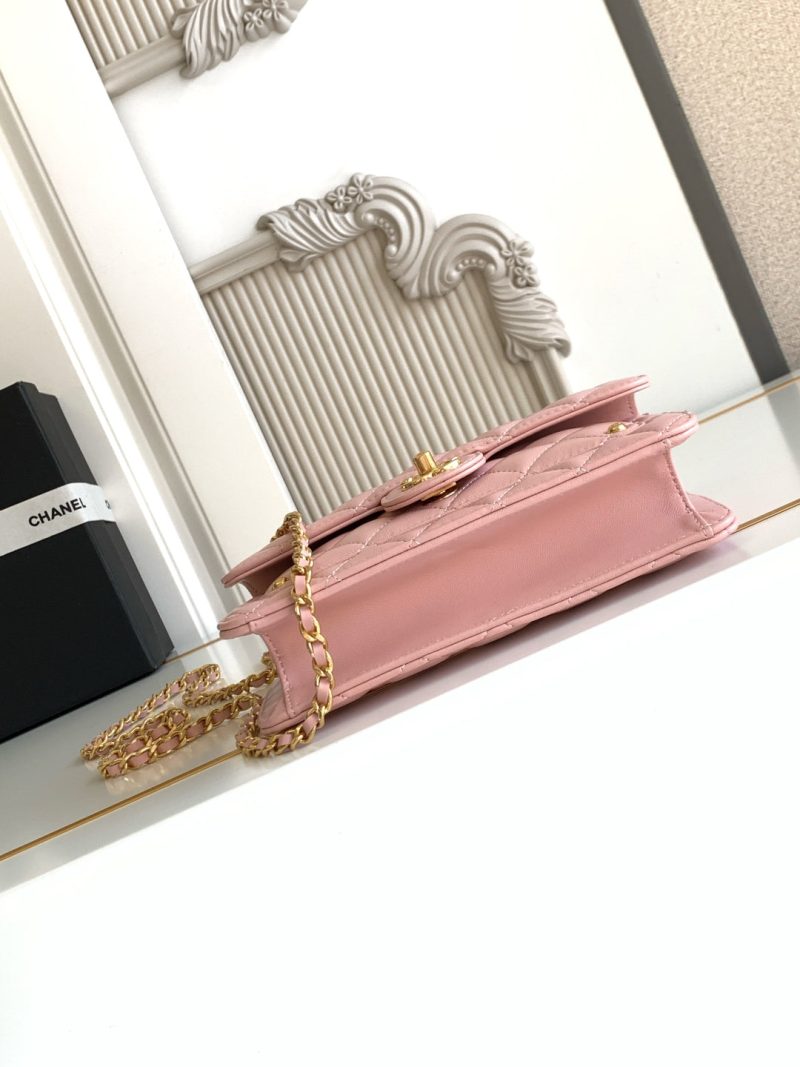CC Handle Bag 19cm Double C Pink Lambskin Gold Hardware