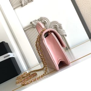 CC Handle Bag 19cm Double C Pink Lambskin Gold Hardware