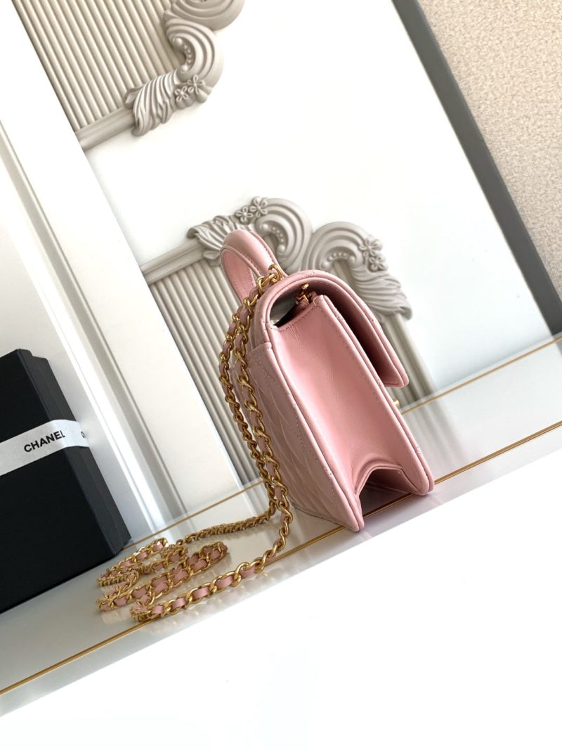 CC Handle Bag 19cm Double C Pink Lambskin Gold Hardware