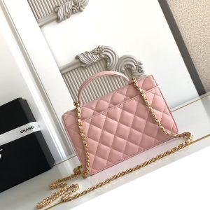 CC Handle Bag 19cm Double C Pink Lambskin Gold Hardware