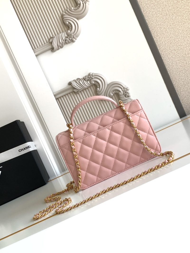 CC Handle Bag 19cm Double C Pink Lambskin Gold Hardware