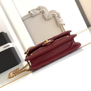 CC Handle Bag 19cm Double C Burgundy Lambskin Gold Hardware