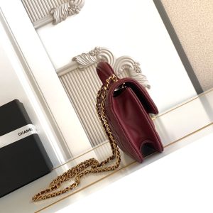 CC Handle Bag 19cm Double C Burgundy Lambskin Gold Hardware