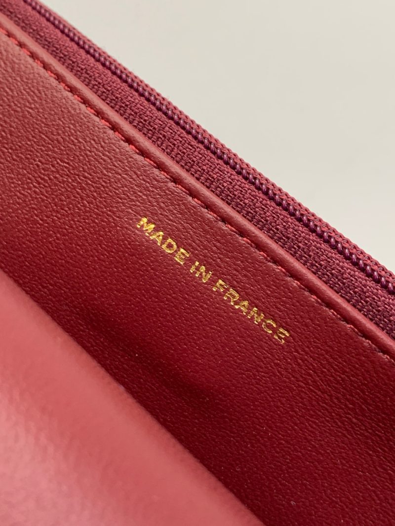 CC Handle Bag 19cm Double C Burgundy Lambskin Gold Hardware