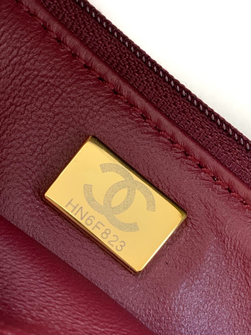 CC Handle Bag 19cm Double C Burgundy Lambskin Gold Hardware