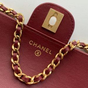 CC Handle Bag 19cm Double C Burgundy Lambskin Gold Hardware