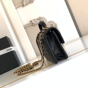 CC Handle Bag 19cm Double C Black Lambskin Gold Hardware