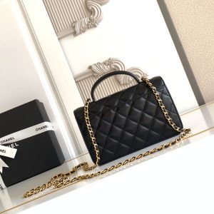 CC Handle Bag 19cm Double C Black Lambskin Gold Hardware