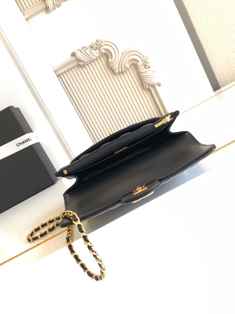 CC Handle Bag 19cm Double C Black Lambskin Gold Hardware