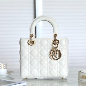 CD Lady Dior 20 Bag White Lambskin