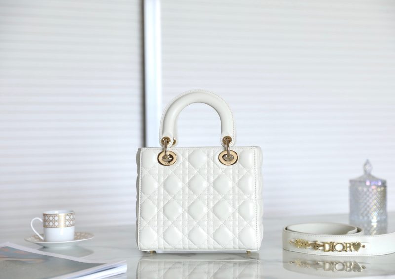 CD Lady Dior 20 Bag White Lambskin