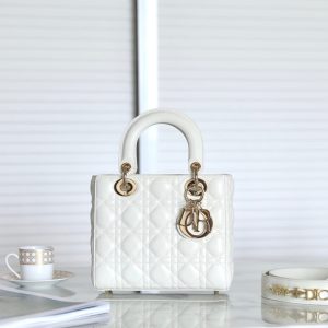CD Lady Dior 20 Bag White Lambskin