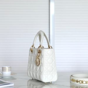 CD Lady Dior 20 Bag White Lambskin