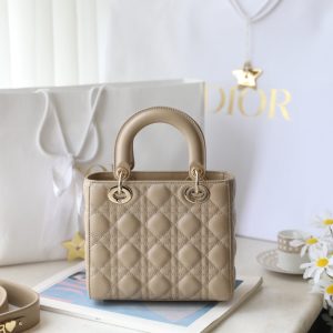 CD Lady Dior 20 Bag Khaki Lambskin