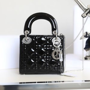 CD Lady Dior Mini Bag With Silver Hardware Calfskin