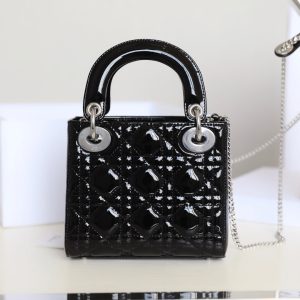 CD Lady Dior Mini Bag With Silver Hardware Calfskin