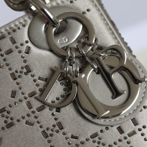CD Lady Dior Mini Diamond Bag Gray Satin