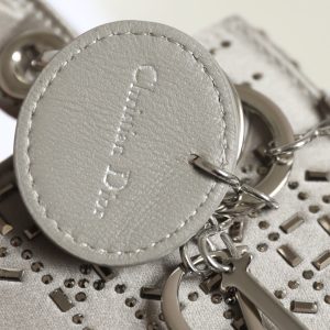 CD Lady Dior Mini Diamond Bag Gray Satin