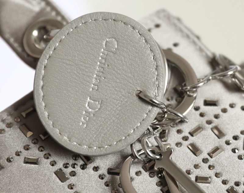CD Lady Dior Mini Diamond Bag Gray Satin