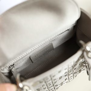 CD Lady Dior Mini Diamond Bag Gray Satin