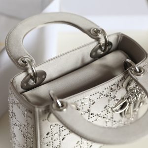 CD Lady Dior Mini Diamond Bag Gray Satin