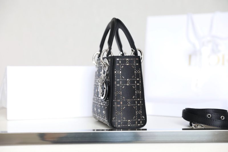 CD Lady Dior Mini Diamond Bag Black Satin
