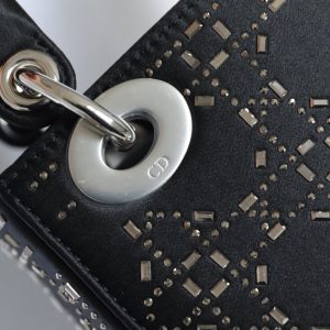 CD Lady Dior Mini Diamond Bag Black Satin