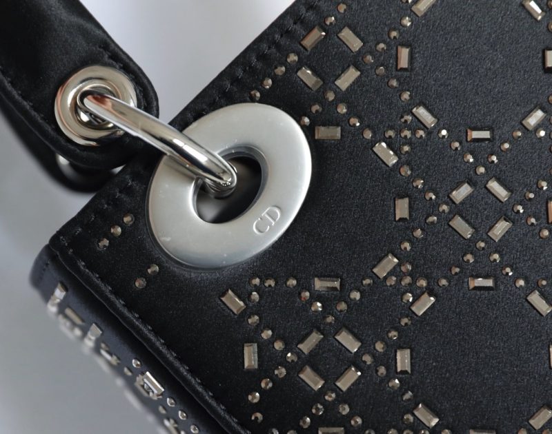 CD Lady Dior Mini Diamond Bag Black Satin
