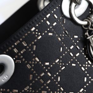 CD Lady Dior Mini Diamond Bag Black Satin