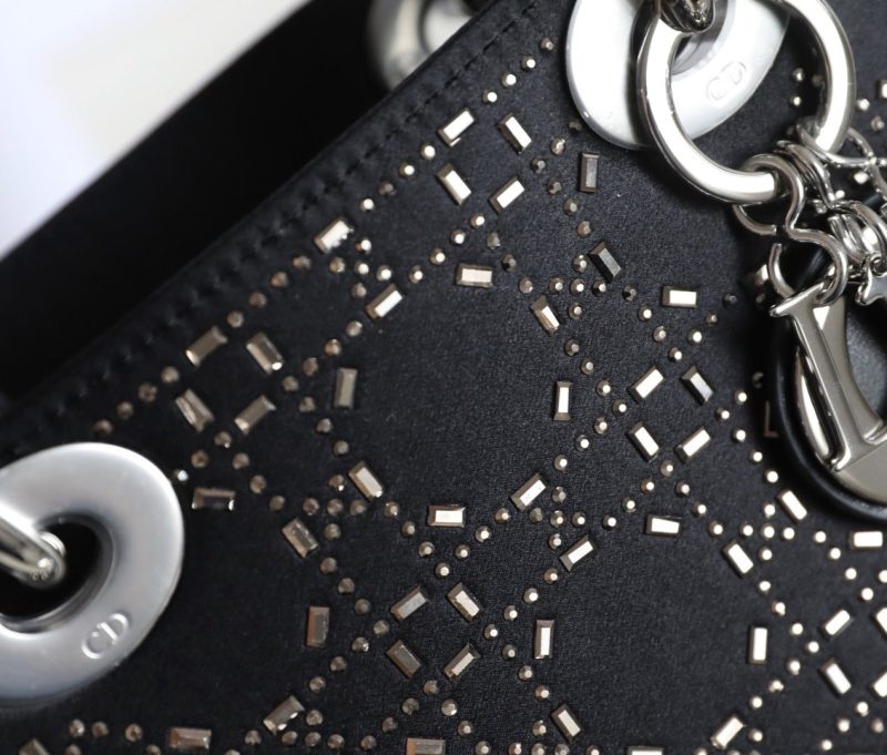 CD Lady Dior Mini Diamond Bag Black Satin