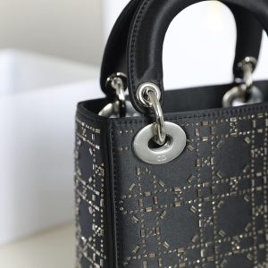 CD Lady Dior Mini Diamond Bag Black Satin