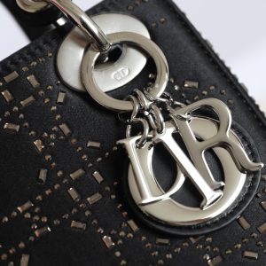 CD Lady Dior Mini Diamond Bag Black Satin