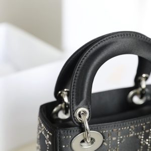 CD Lady Dior Mini Diamond Bag Black Satin