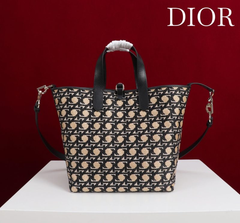 CD Toujours Vertical Medium Bag 24 Diamond Black Beige Leather