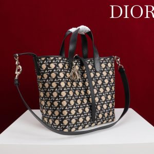 CD Toujours Vertical Medium Bag 24 Diamond Black Beige Leather