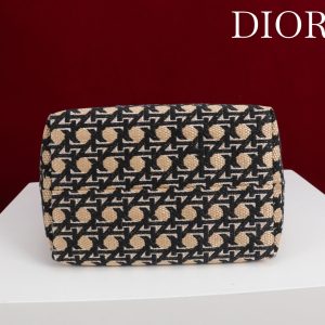 CD Toujours Vertical Medium Bag 24 Diamond Black Beige Leather