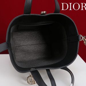 CD Toujours Vertical Medium Bag 24 Diamond Black Beige Leather