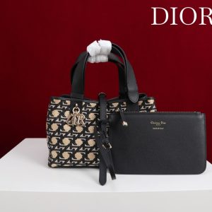 CD Toujours Small Bag 23 Diamond Black Beige Leather 280283