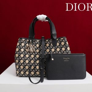 CD Toujours Bag 29 Diamond Black Beige Leather