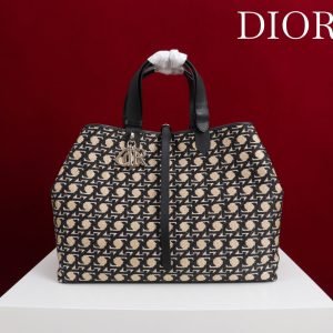 CD Toujours Bag 37 Diamond Black Beige Leather