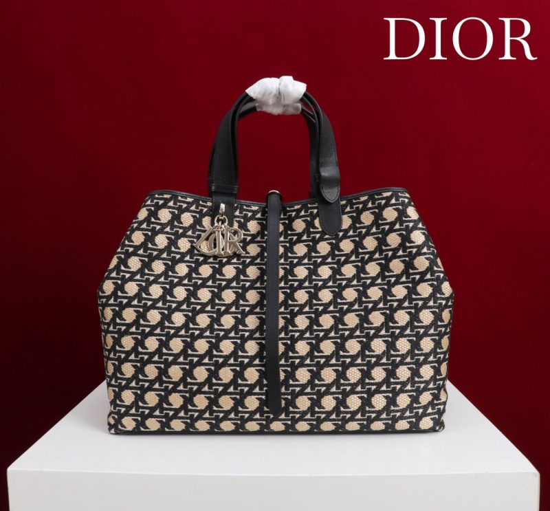 CD Toujours Bag 37 Diamond Black Beige Leather