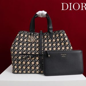 CD Toujours Bag 37 Diamond Black Beige Leather